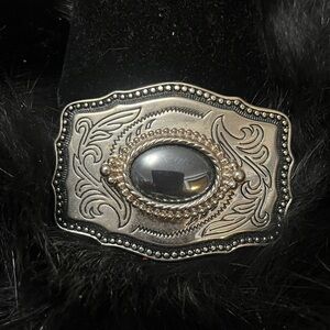 Men’s Silvertone and Black Belt buckle
